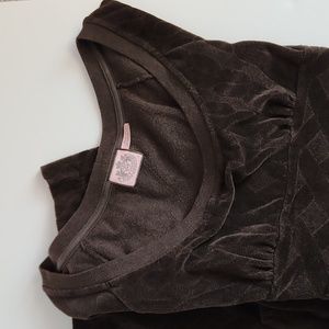 Juicy Couture Dark Brown Empire Waist Velour Dress, Size S, Excellent Condition